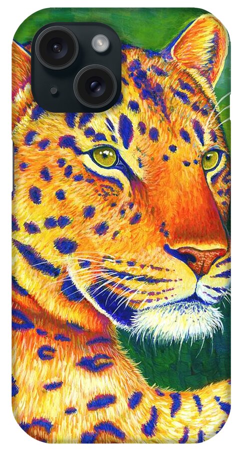 Leopard iPhone Case featuring the painting Queen of the Jungle - Colorful Leopard by Rebecca Wang