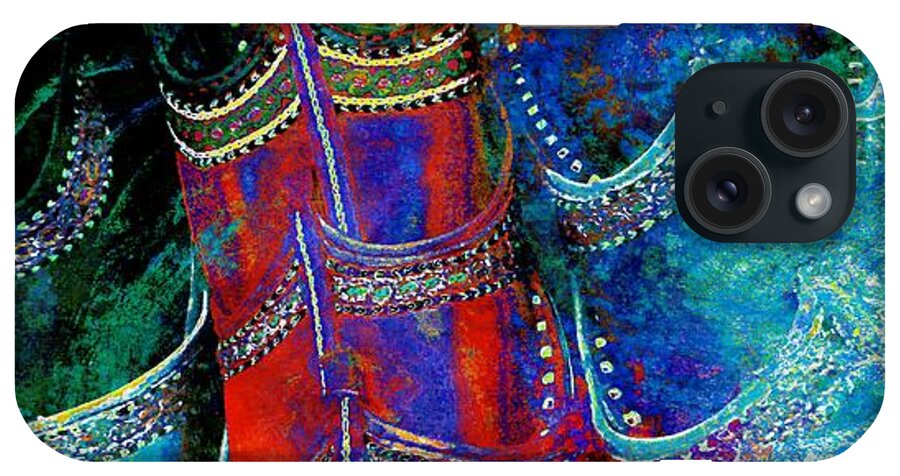 Shopping iPhone Case featuring the photograph Colorful Red Blue Shoes Shopping is Fun Wide Abstract Watercolor 4e by Sue Jacobi