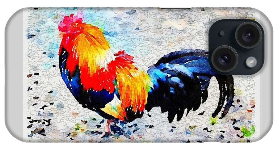 Waterlogue iPhone Case featuring the painting Colorful Rooster by Sandra Lee Scott