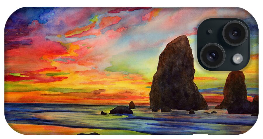 Sunset iPhone Case featuring the painting Colorful Solitude by Hailey E Herrera