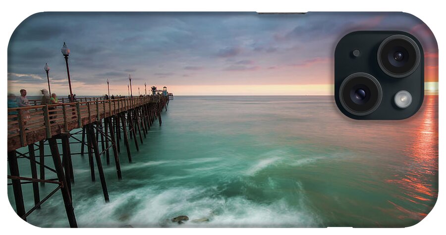 Ocean iPhone Case featuring the photograph Colorful Sunset at the Oceanside Pier by Larry Marshall
