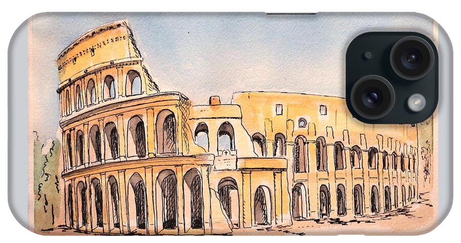 Colosseum iPhone Case featuring the painting Colosseum by Marilyn Zalatan