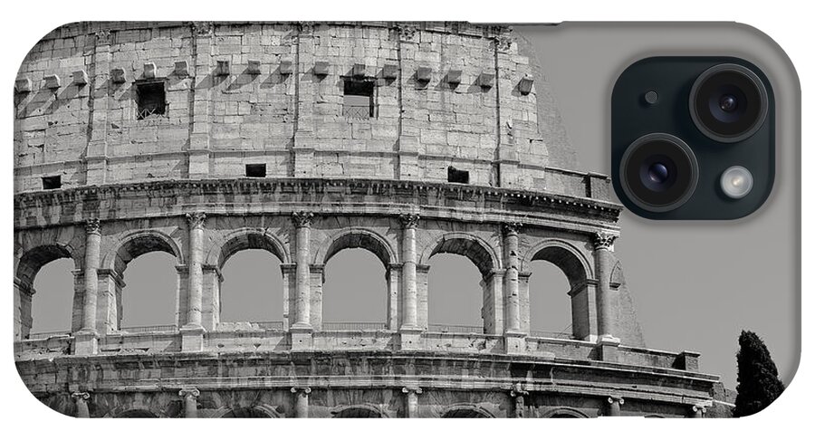 Italy iPhone Case featuring the photograph Colosseum or Coliseum black and white by Edward Fielding