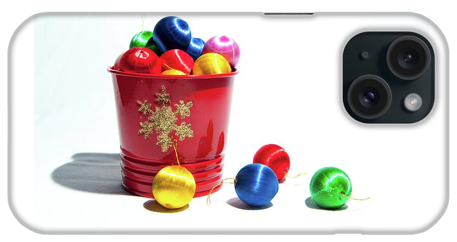 Helen Northcott iPhone Case featuring the photograph Coloured Baubles in a Pot by Helen Jackson