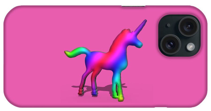 Colourful iPhone Case featuring the digital art Colourful Unicorn in 3D by Ilan Rosen