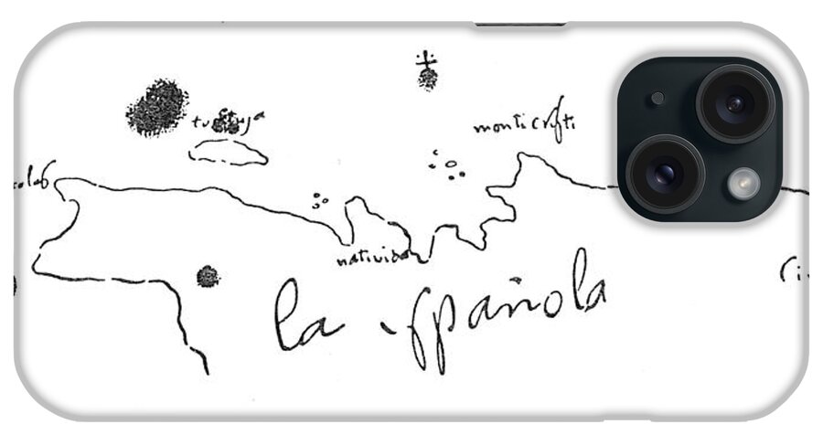 1492 iPhone Case featuring the drawing Columbus Sketch Hispaniola by Granger