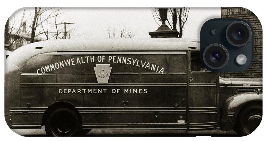 Coal Mine iPhone Case featuring the photograph Commonwealth Of Pennsylvania Coal Mine Rescue Truck 1947 by Arthur Miller
