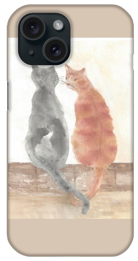 Cat iPhone Case featuring the painting Companion Cats by Terri Harris