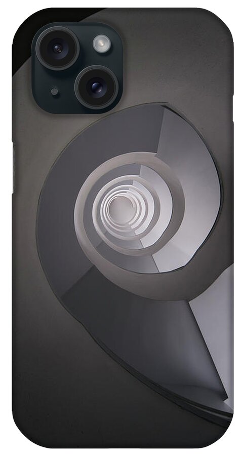 Spiral Staircase iPhone Case featuring the photograph Concrete abstract spiral staircase by Jaroslaw Blaminsky