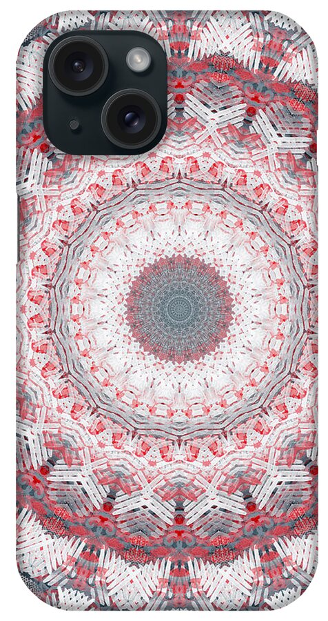 Concrete iPhone Case featuring the painting Concrete and Red Mandala- Abstract Art by Linda Woods by Linda Woods