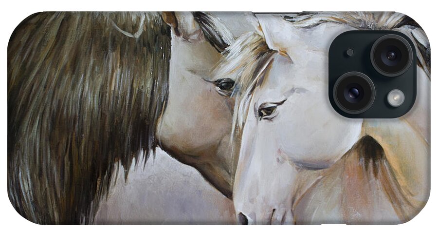 Horses iPhone Case featuring the painting Confesion by Vali Irina Ciobanu