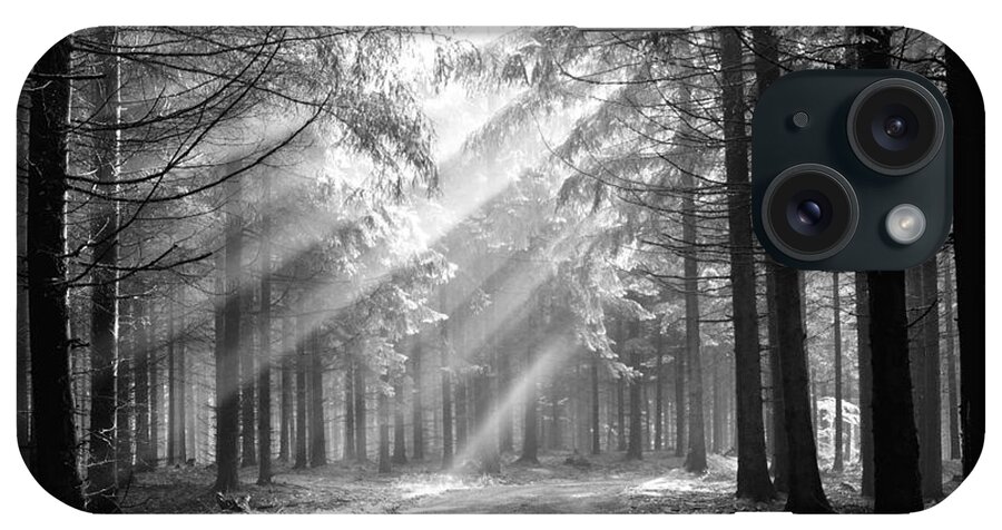 Black And White iPhone Case featuring the photograph Conifer Forest In Fog by Michal Boubin