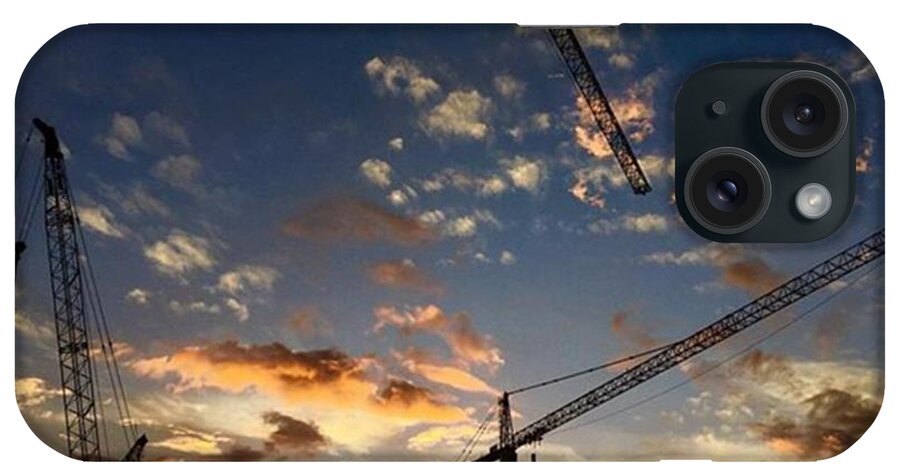 Miamiphotographer iPhone Case featuring the photograph Construction Cranes At Sunset by Juan Silva
