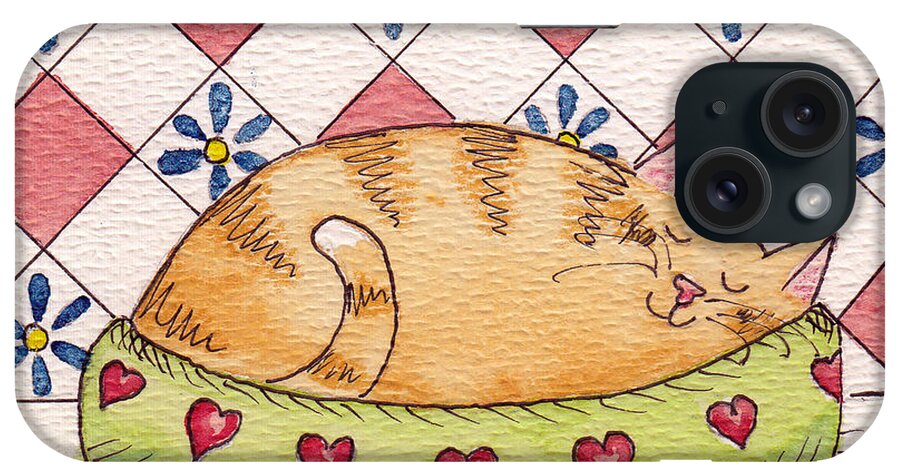 Cat iPhone Case featuring the painting Contented Kitty by Terry Taylor