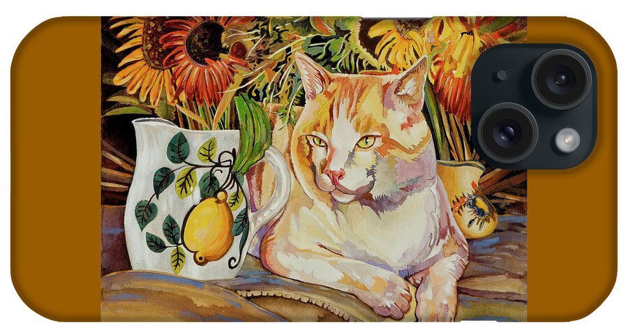 Feline Art iPhone Case featuring the painting Contentment by Bob Coonts