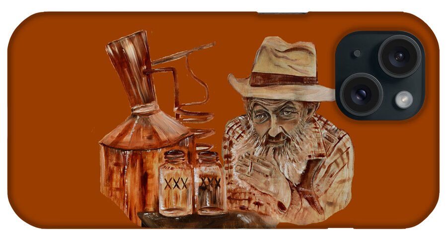Popcorn Sutton T-shirts iPhone Case featuring the painting Coppershine Popcorn-Transparent for T-shirts by Jan Dappen