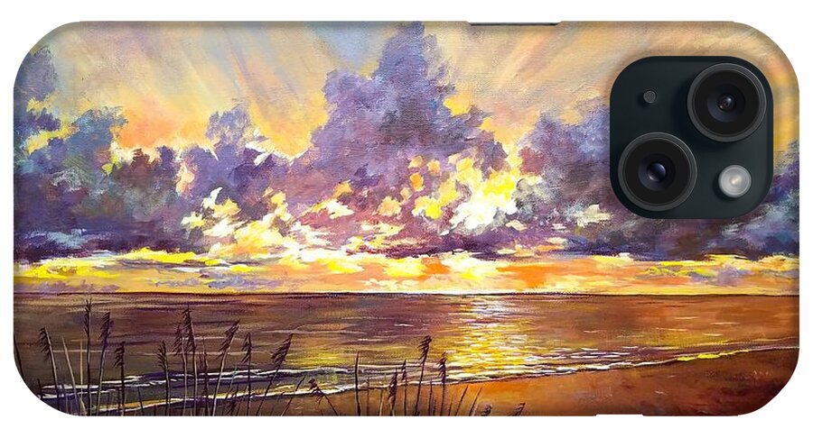 Coquina Beach Sunset iPhone Case featuring the painting Coquina Beach Sunset by Lou Ann Bagnall