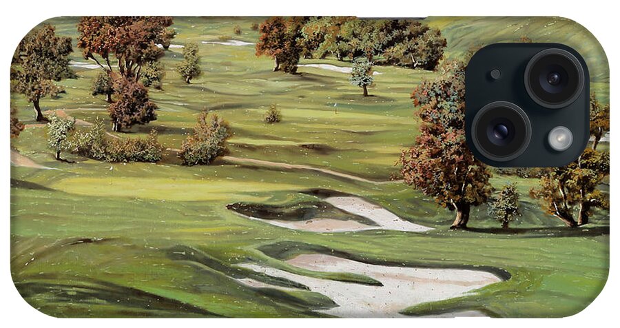 Golf iPhone Case featuring the painting CordeValle golf course by Guido Borelli