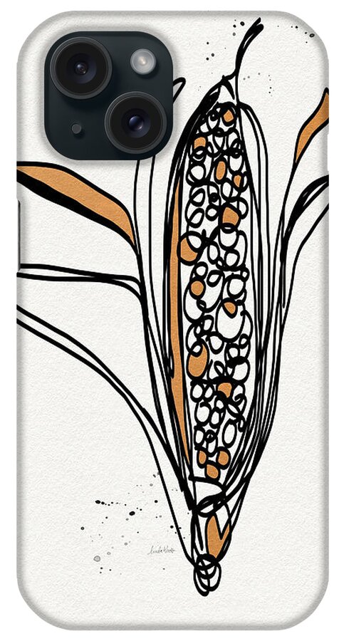 Corn iPhone Case featuring the drawing corn- contemporary art by Linda Woods by Linda Woods