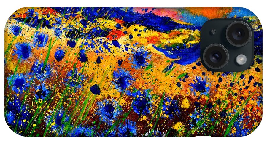 Colorful iPhone Case featuring the painting Cornflowers 746 by Pol Ledent