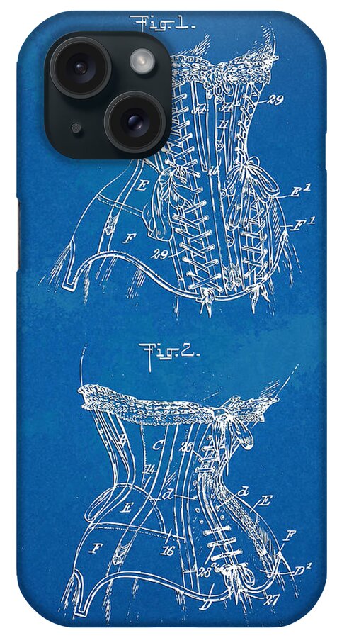 Corset iPhone Case featuring the digital art Corset Patent Series 1908 by Nikki Marie Smith
