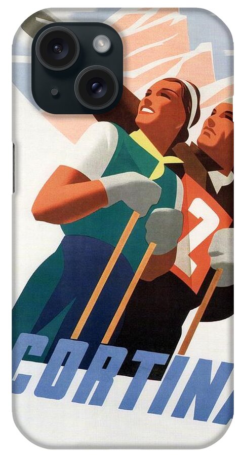 Cortina iPhone Case featuring the painting Cortina Skiing Vintage Poster by Studio Grafiikka