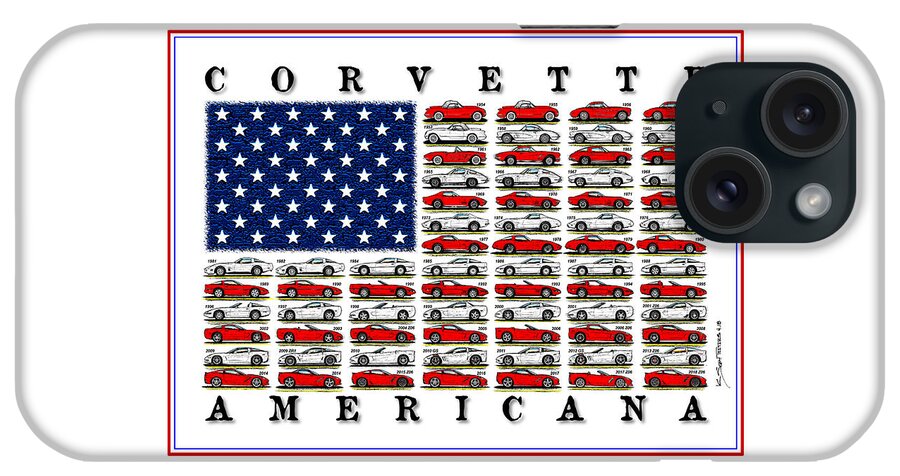 Corvette iPhone Case featuring the digital art Corvette Americana by K Scott Teeters