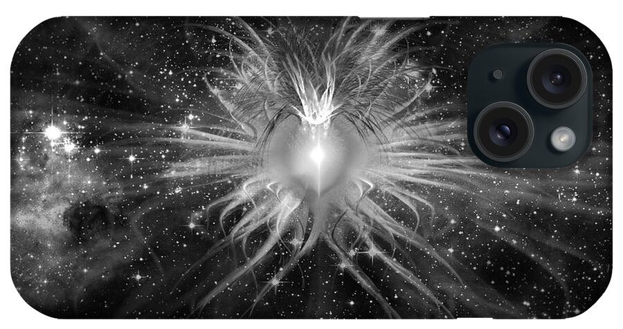 Corporate iPhone Case featuring the digital art Cosmic Heart of the Universe BW by Shawn Dall