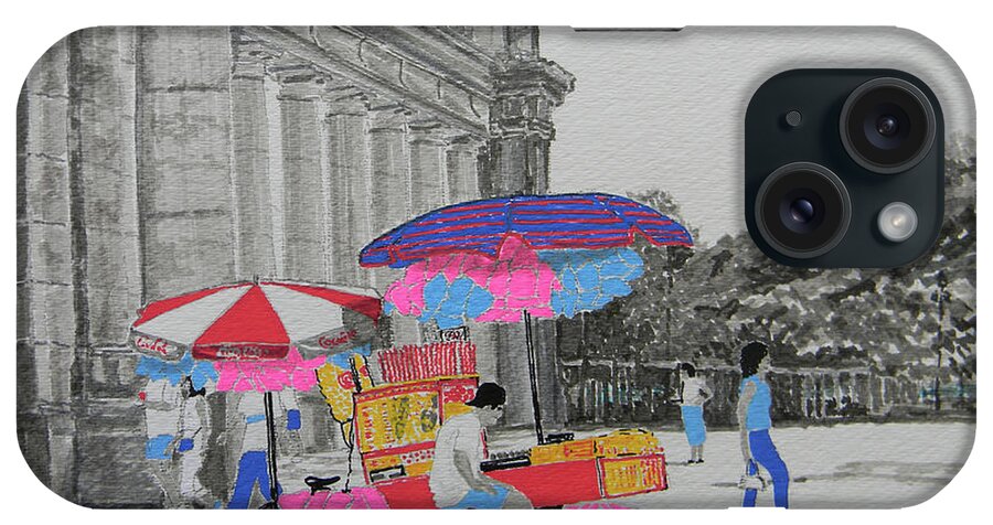 Marwan George Khoury iPhone Case featuring the drawing Cotton Candy at the CNE by Marwan George Khoury