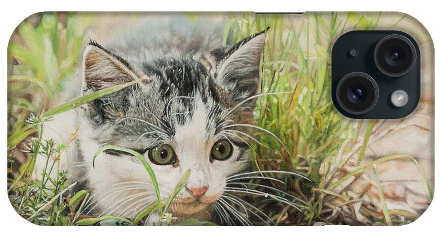 Cat iPhone Case featuring the painting Cotton the Kitten by Joshua Martin