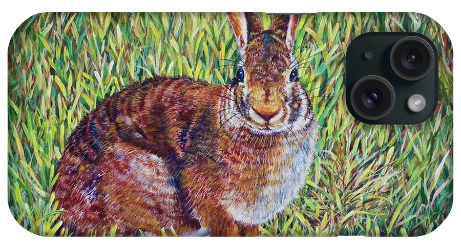 Grass iPhone Case featuring the painting Cottontail by AnnaJo Vahle