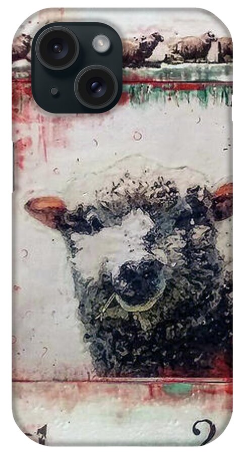 Sheep iPhone Case featuring the painting Counting Sheep by Laurie Tietjen