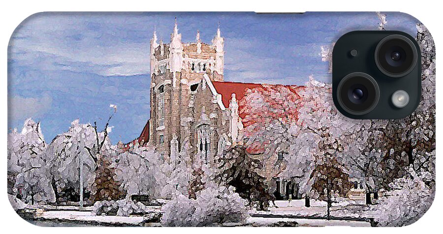 Winter iPhone Case featuring the photograph Country Club Christian Church by Steve Karol