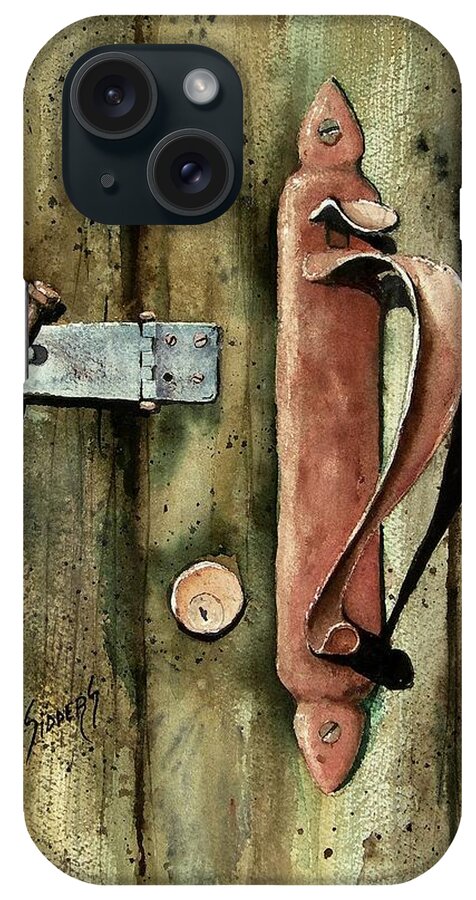 Rust iPhone Case featuring the painting Country Door Lock by Sam Sidders