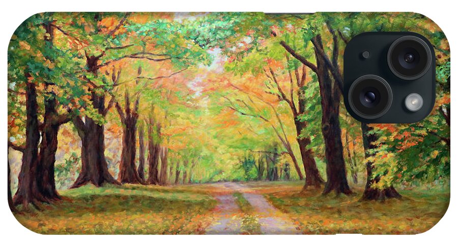 Country Lane iPhone Case featuring the painting Country Lane - A walk in Autumn by Bonnie Mason