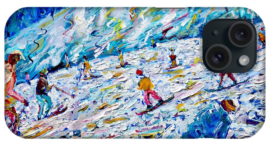 Skiing iPhone Case featuring the painting Coupe Du Monde Val D'Isere by Pete Caswell