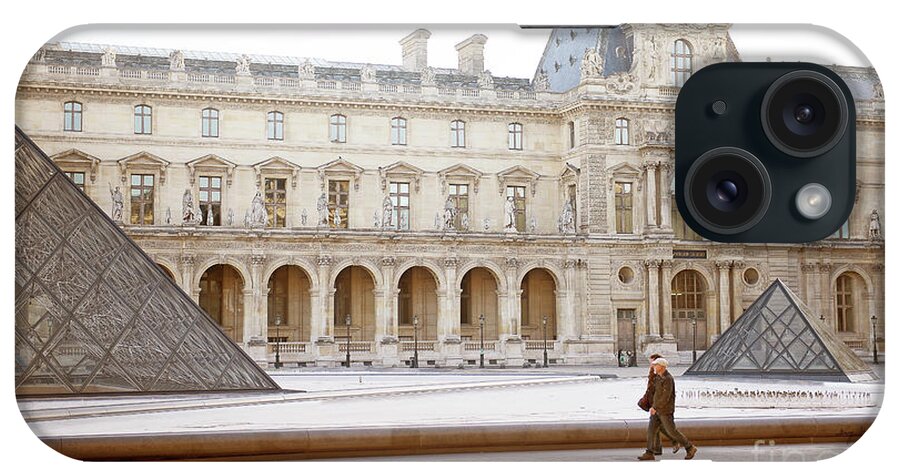 Paris Travel Photograph iPhone Case featuring the photograph Couple strolling at Louvre museum by Ivy Ho