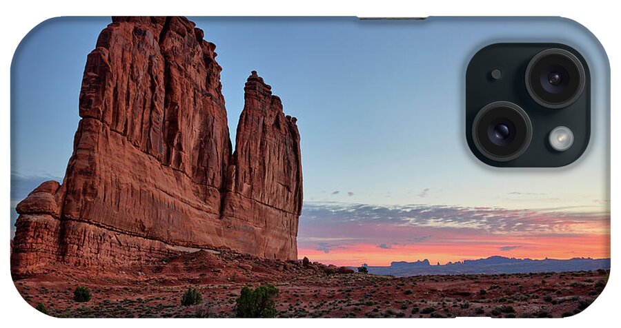 Dawn iPhone Case featuring the photograph Courthouse Towers Arches National Park at Dawn by Kyle Lee