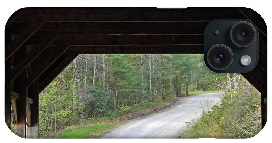 Road iPhone Case featuring the photograph Covered Bridge and Winding Road by Bruce Gourley