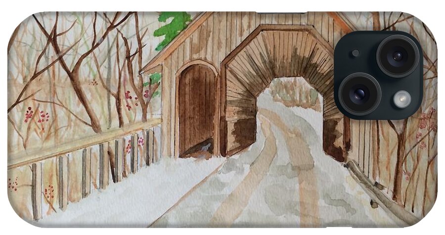 Covered Bridge iPhone Case featuring the painting Covered Bridge by Denise Tomasura
