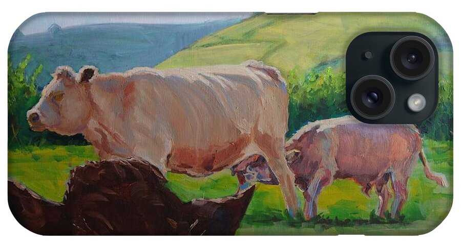 Mike iPhone Case featuring the painting Cow and Calf Painting by Mike Jory