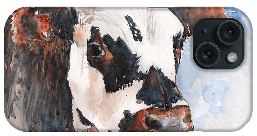 Cow iPhone Case featuring the painting Cow by Claudia Hafner