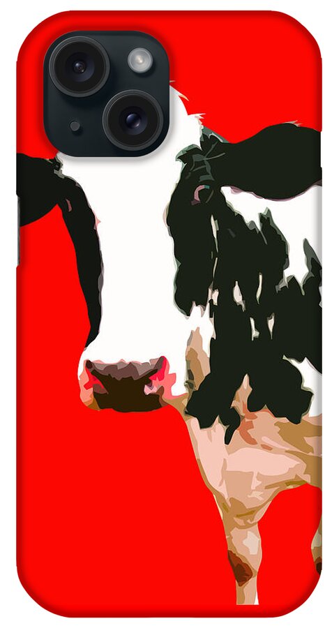 Cow iPhone Case featuring the painting Cow in red world by Sam Ribeiro