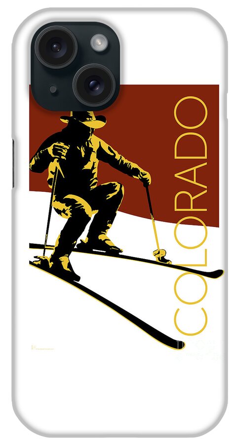 Skier iPhone Case featuring the digital art COLORADO Cowboy Skier by Sam Brennan