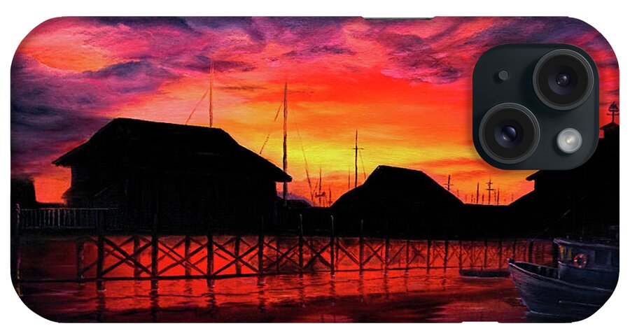 Sunset iPhone Case featuring the painting Cowichan bay Sunset by Wayne Enslow