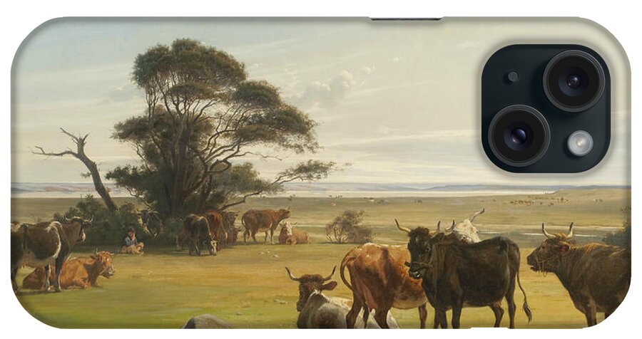 19th Century Art iPhone Case featuring the painting Cows in a Meadow by Otto Haslund