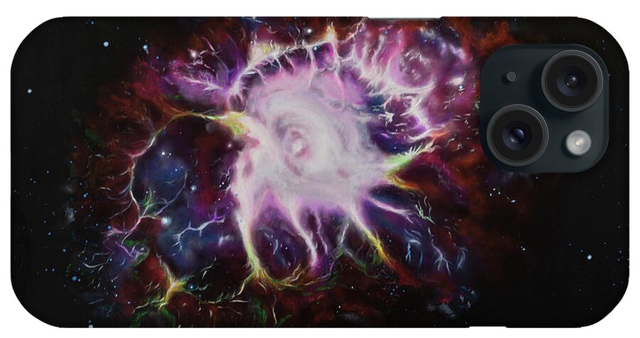 Oil Painting iPhone Case featuring the painting Crab Nebula by Neslihan Ergul Colley