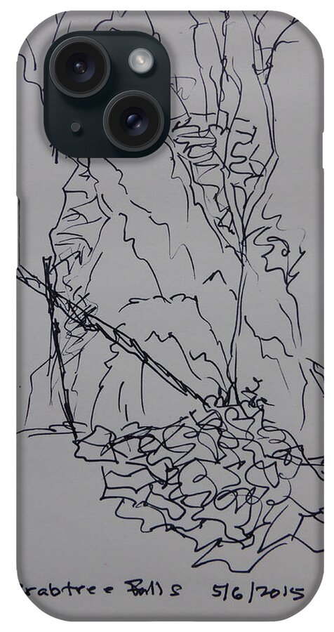 Crabtree Falls iPhone Case featuring the drawing Crabtree Falls - a sketch by Joel Deutsch