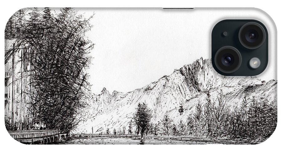 Crans iPhone Case featuring the drawing Crans Switzerland by Vincent Alexander Booth