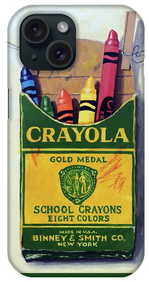 Crayons iPhone Case featuring the painting Box of Crayons painting by Linda Apple
